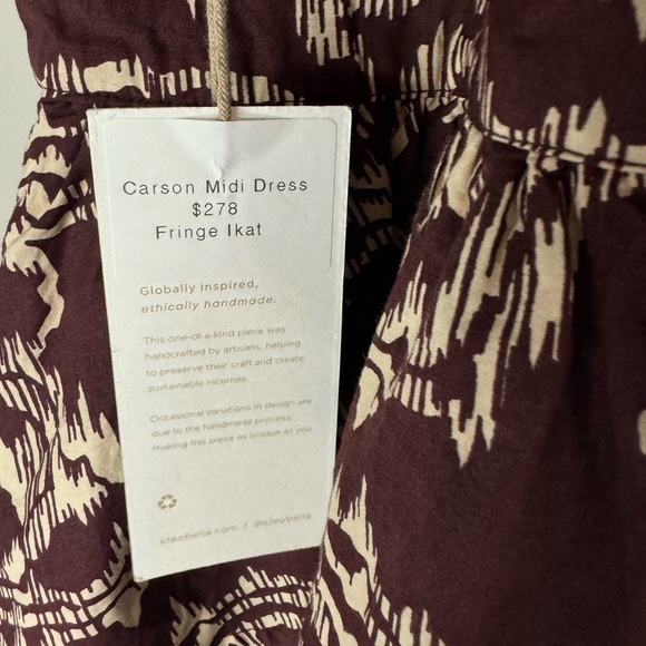 CLEOBELLA- Carson MIDI Dress in brown and white. Size Medium. NWT - Picture 6 of 9